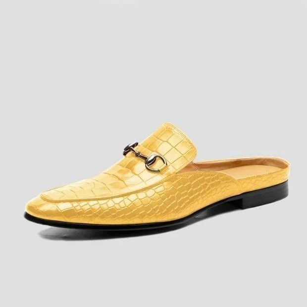 Men's Square-Toe Leather Slippers: Versatile, Air-Cushion, Large Size