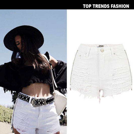 high-waist denim shorts