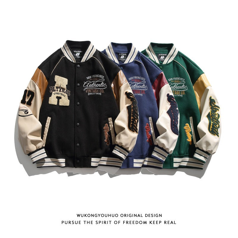 Men's Patchwork Baseball Jacket - Spring/Autumn Couture