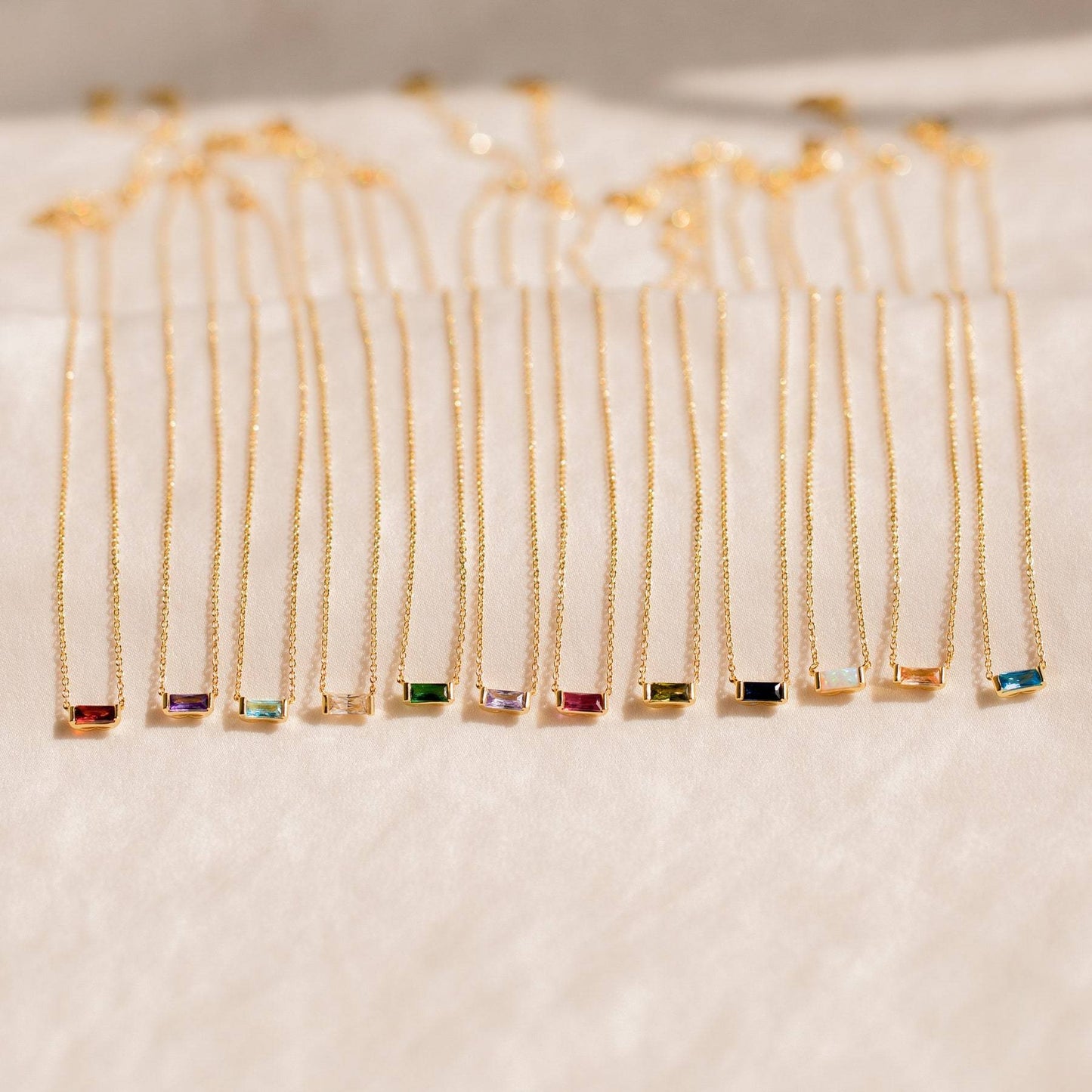 Twelve Birthstone Necklace with Zirconia