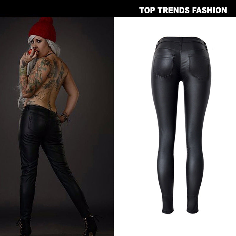 faux leather skinny pants