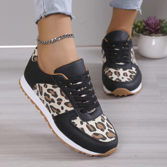 Leopard Print Casual Sports Shoes: Low-Top Women's Running Shoes