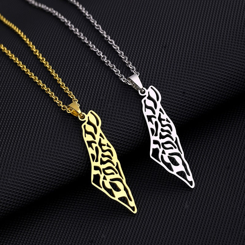 Palestine Map Pendant Necklace for Men and Women