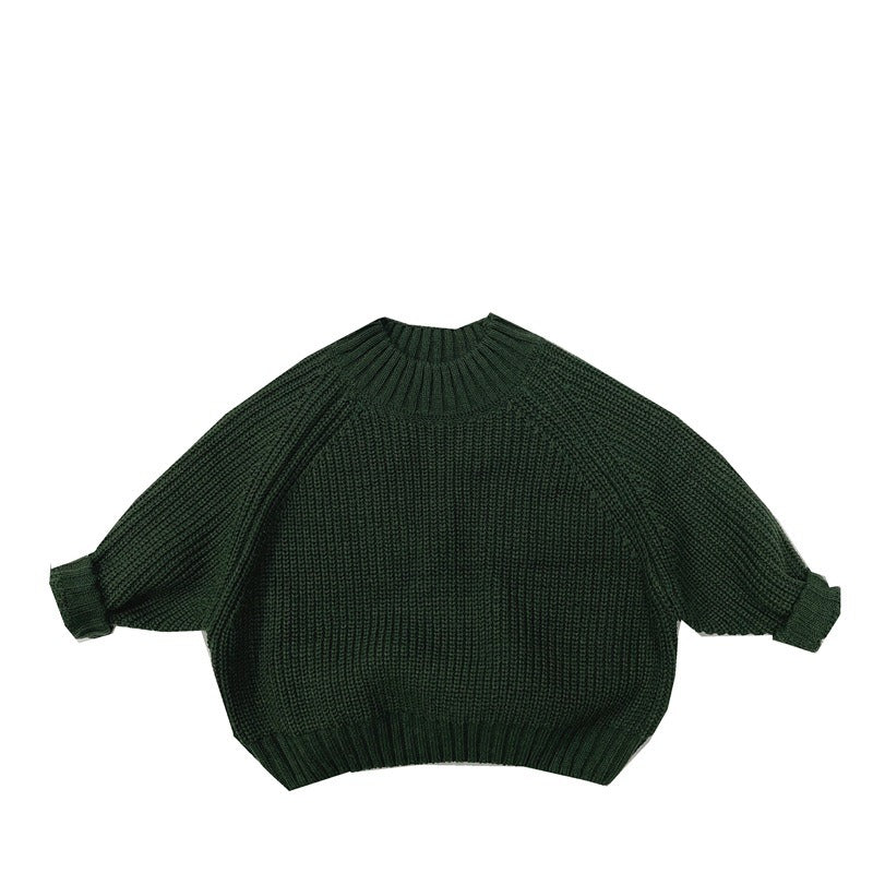 New vintage knitted sweater for kids, solid casual design, loose fit, and warm pullover.