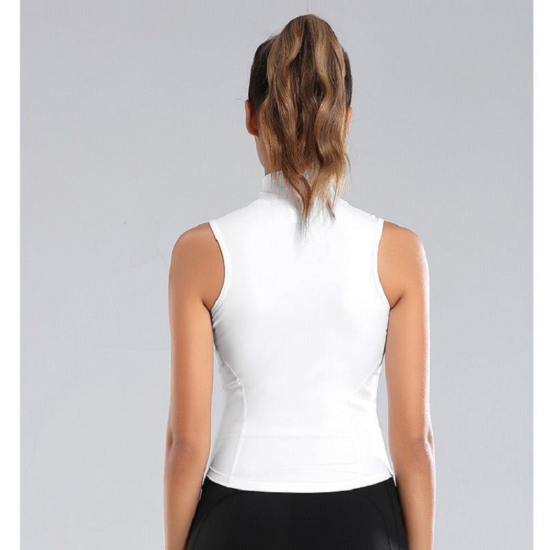 Women's Zippered Standing Neck Vest for Running, Sports, Fitness, Yoga, and Layering.