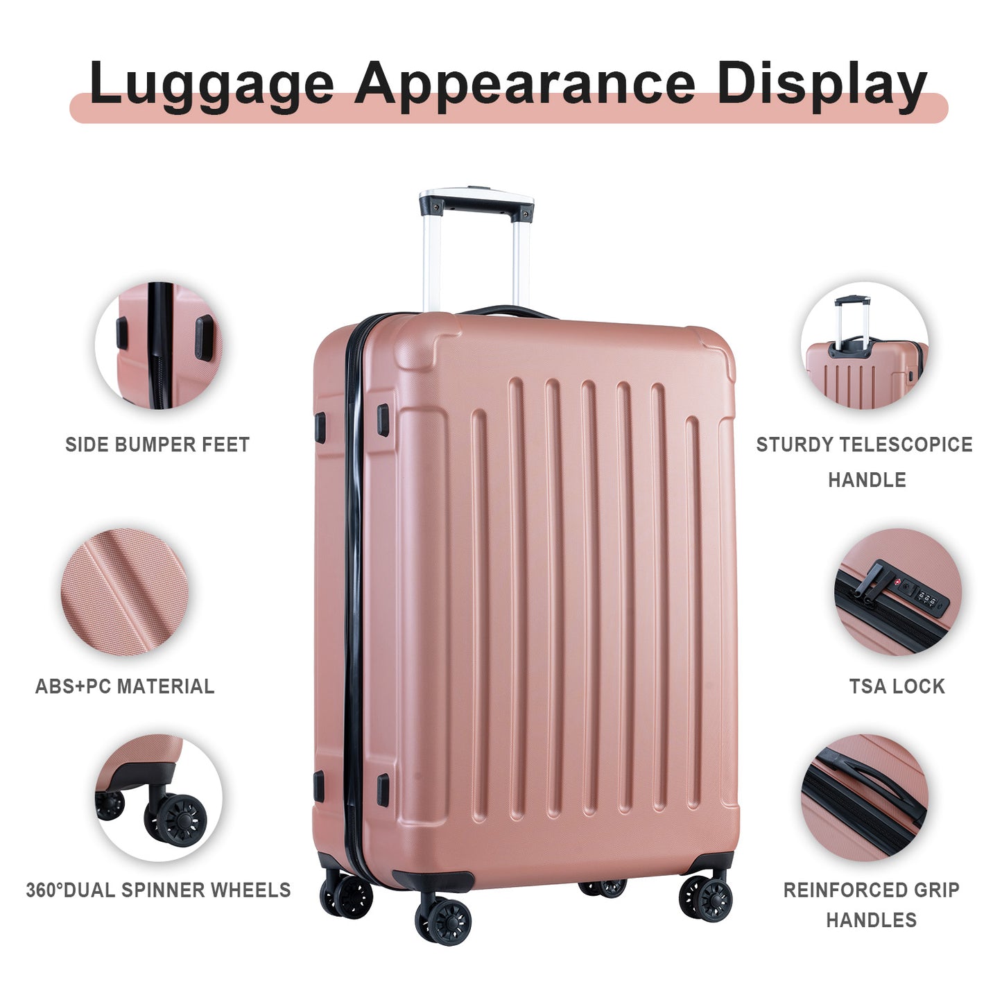 3-Piece ABS+PC Hardshell Luggage Set: Lightweight, Durable Suitcases (20/24/28)