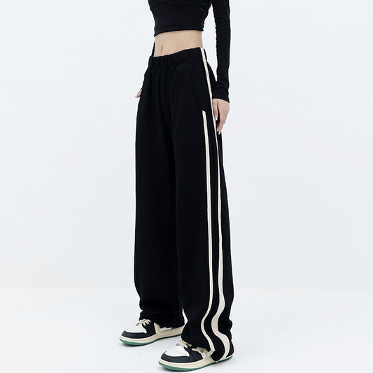 Women's popular street casual pants with side stripes