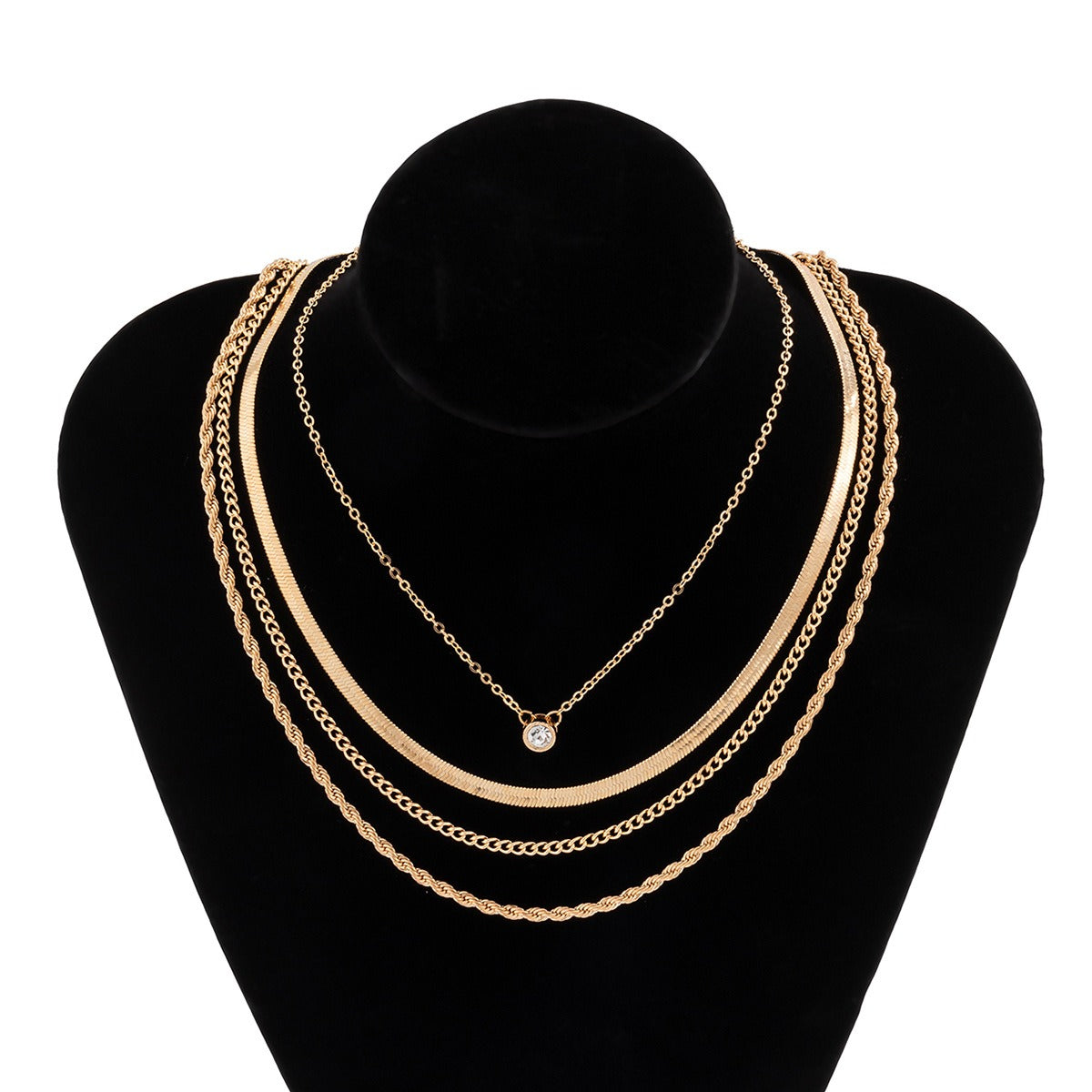 Snake Bone Twist Chain Rhinestone Pendant Necklace for Women