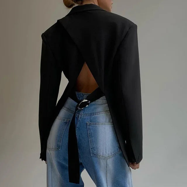 Open Back Long-Sleeved Casual Jacket