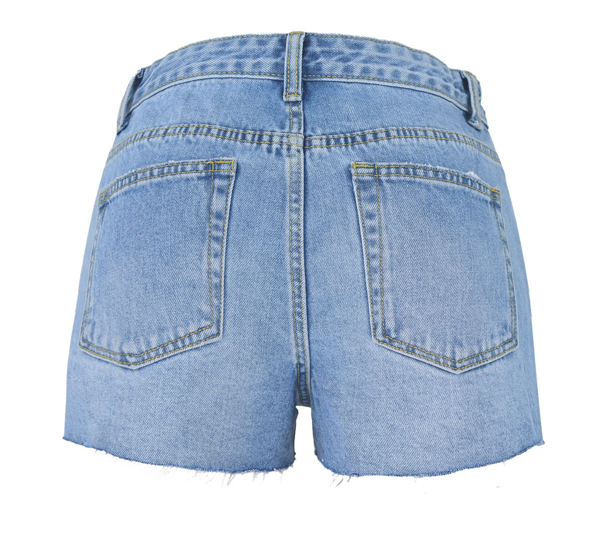 High-waist ripped denim shorts