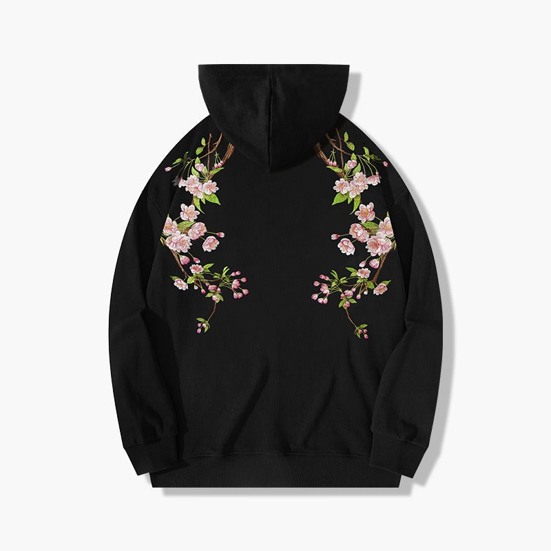 blossom embroidered hooded sweatshirt