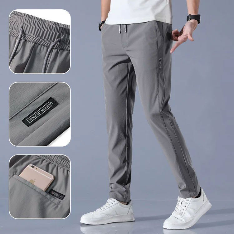 Men's casual ice silk straight-leg pants