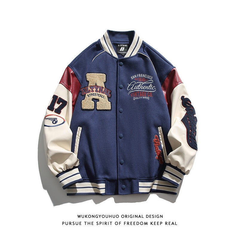 Men's Patchwork Baseball Jacket - Spring/Autumn Couture