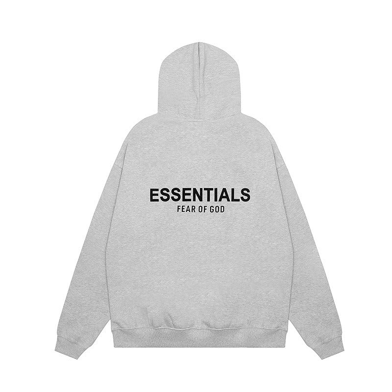 Hooded hoodie with flocked "FOG ESSENTIALS"