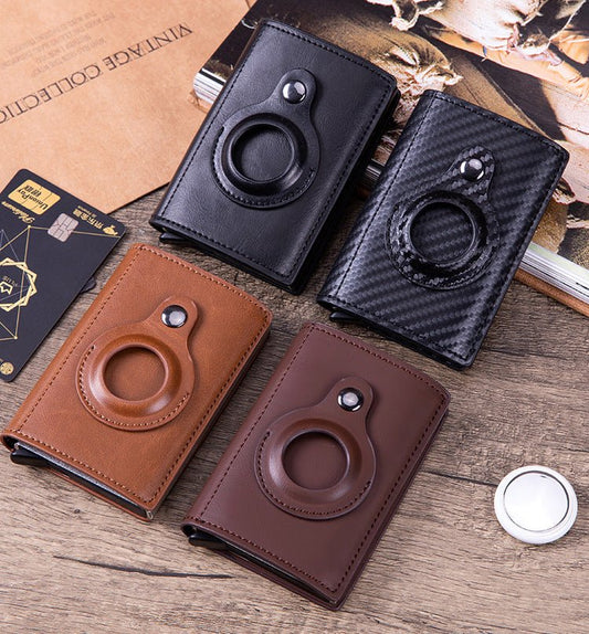 Airtag Leather Card Holder Wallet - Multi-Function Business Tracker