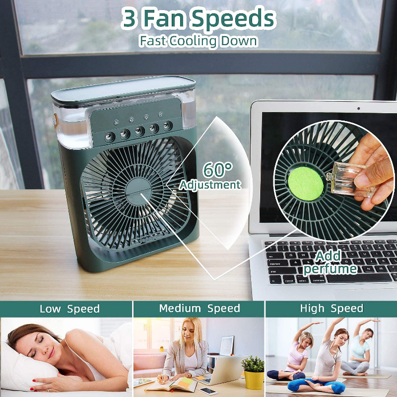 Portable Desktop Air Cooler: USB Electric Fan with Water Cooling & Humidifier