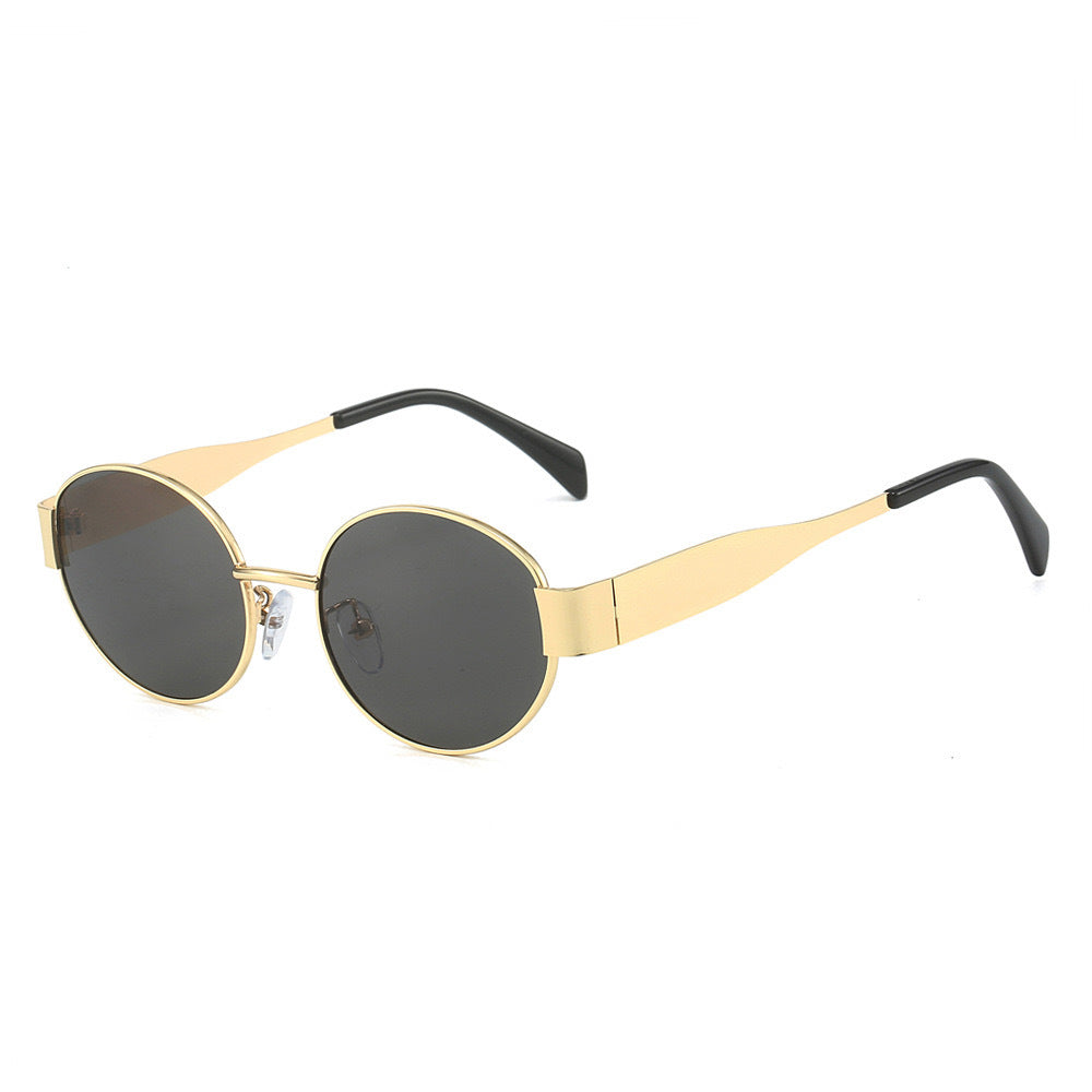 Women's oval metal sunglasses