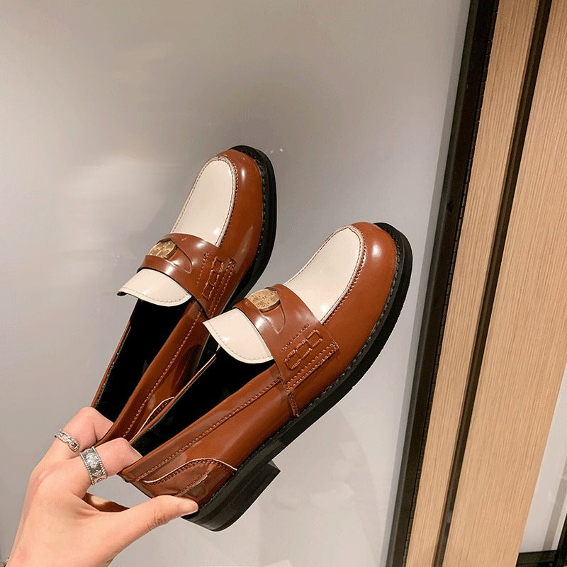 British Retro Slip-On Loafers: Gold Coin, Low Heel