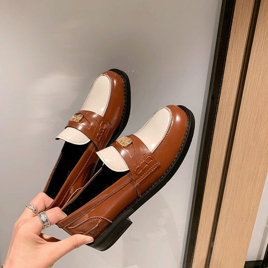 British Retro Slip-On Loafers: Gold Coin, Low Heel