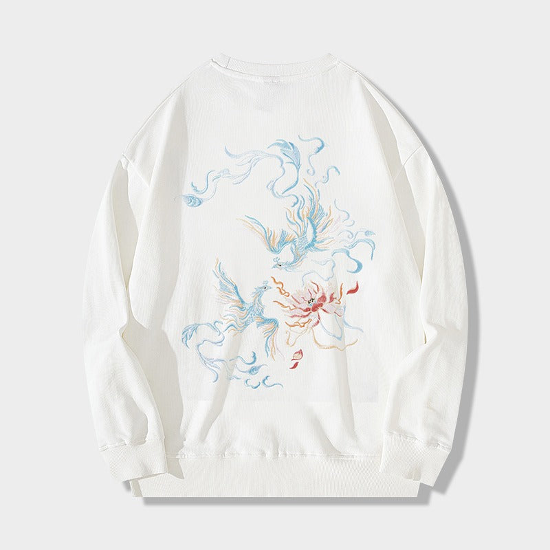 Chinese style phoenix embroidered sweatshirt