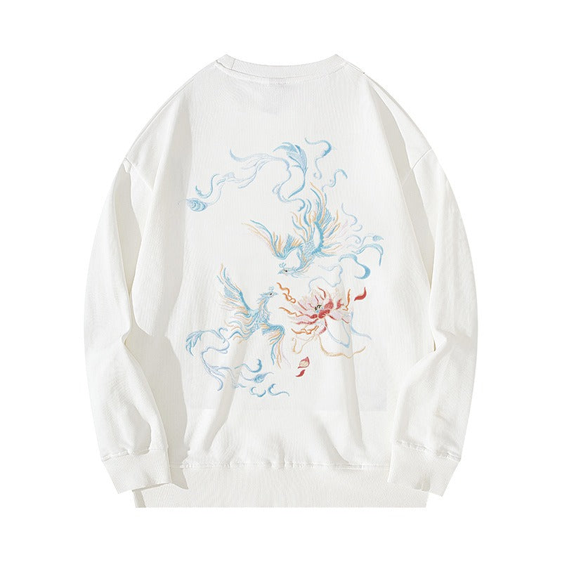 Chinese style phoenix embroidered sweatshirt