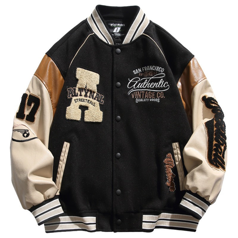 Men's Patchwork Baseball Jacket - Spring/Autumn Couture