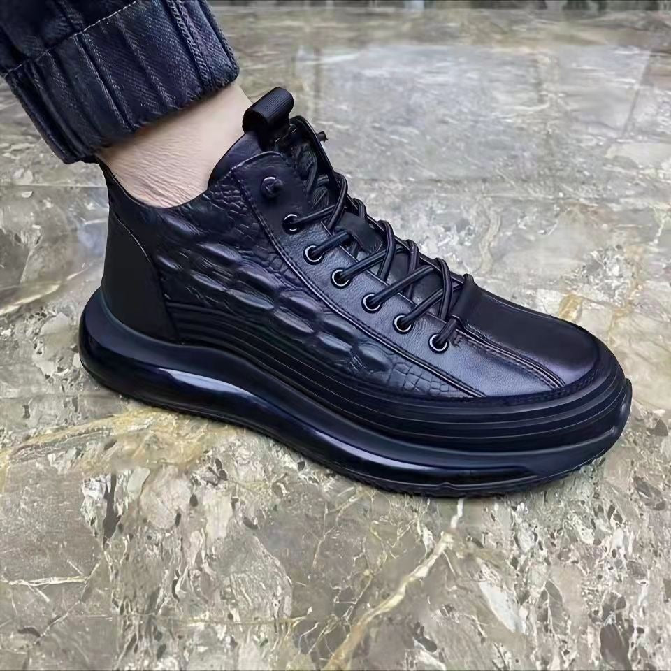 High-Top Pu Embossed Casual Sports Shoe