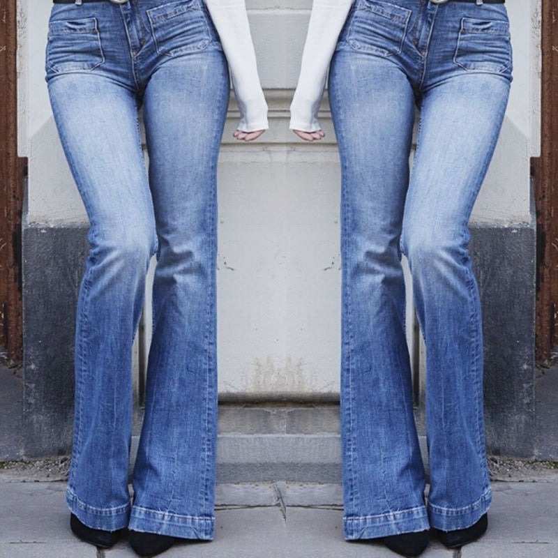 Women's high-waist vintage flared jeans