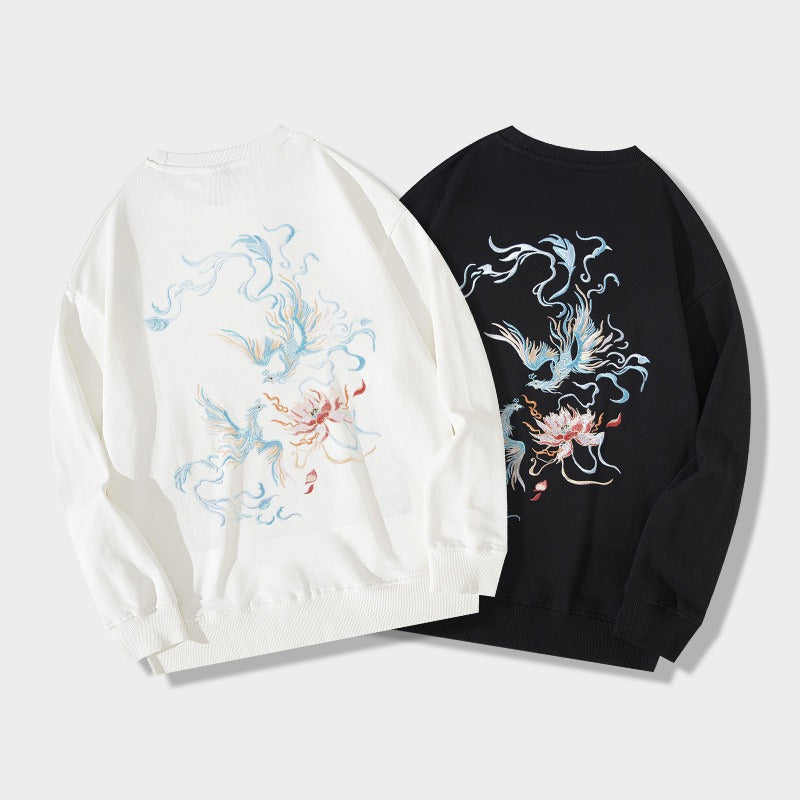 Chinese style phoenix embroidered sweatshirt