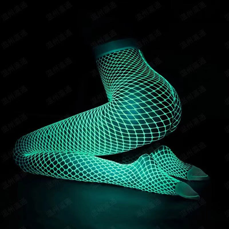 Glow-in-the-dark fishnet pantyhose