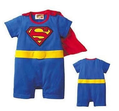 Superman creeper baby suit with embroidered cloak, featuring Wukong design.