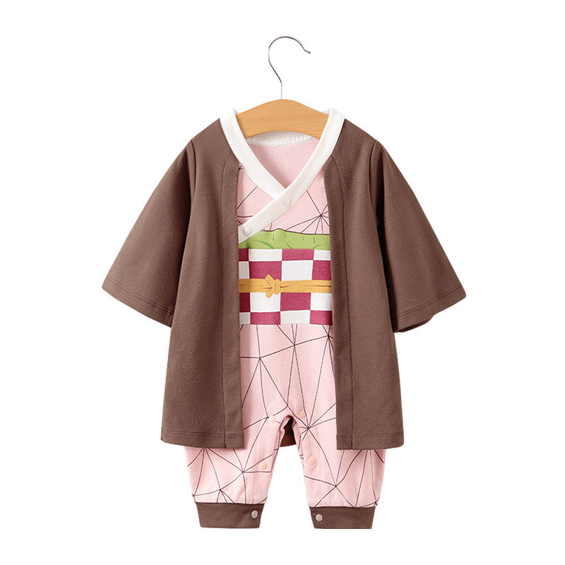 Anime baby jumpsuit, long-sleeve crawling suit for newborns.