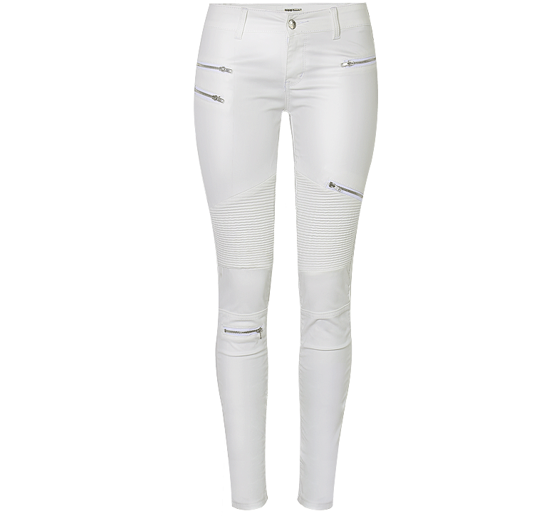 White faux leather denim