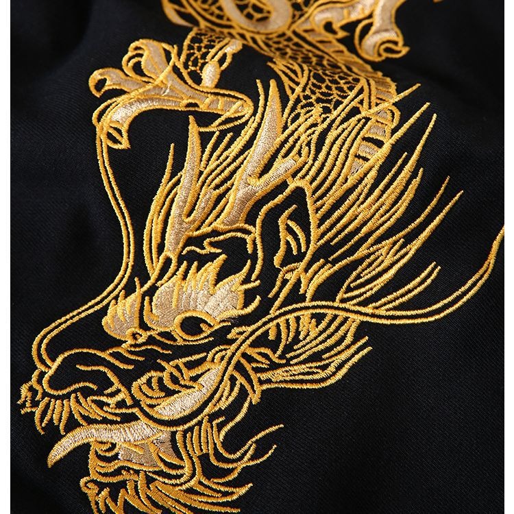 dragon embroidered hooded sweatshirt