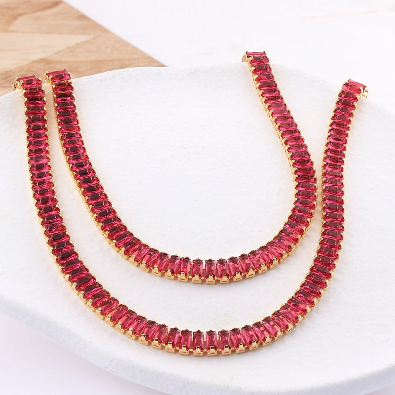 European and American Style High-End Zircon Claw Chain Necklace for Women