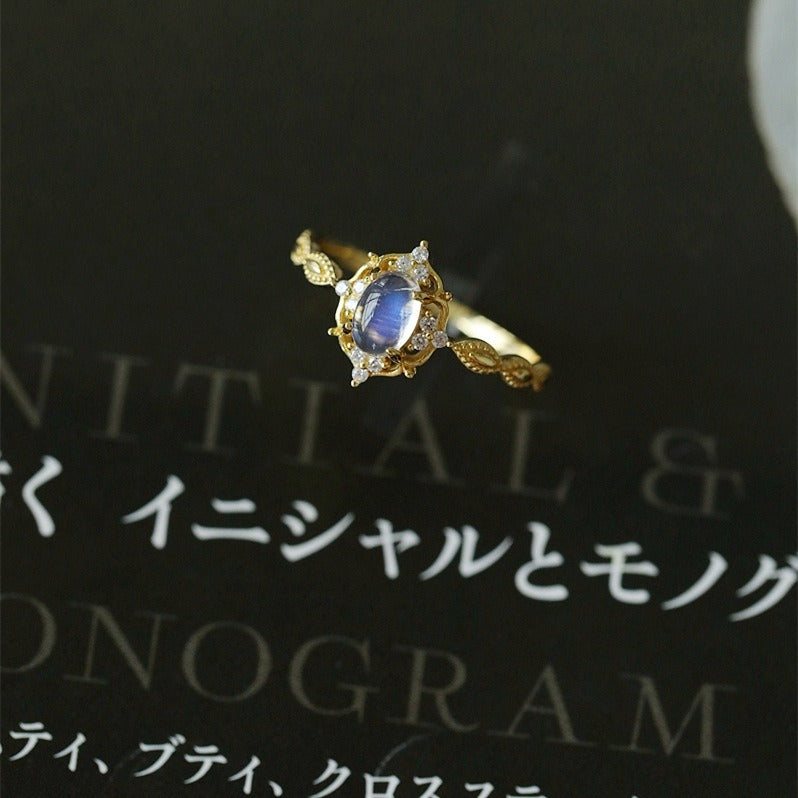 Blue Moonstone Ring: Japanese Korean Style