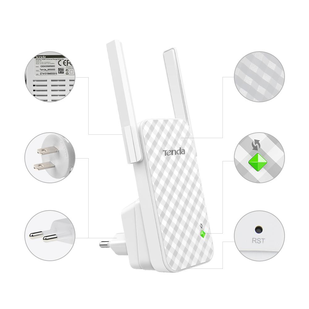 Tenda A9 300M wireless WiFi repeater and signal amplifier for extended range, EU/US firmware.