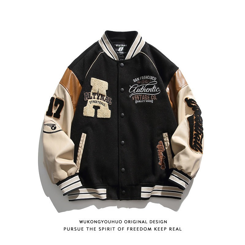 Men's Patchwork Baseball Jacket - Spring/Autumn Couture