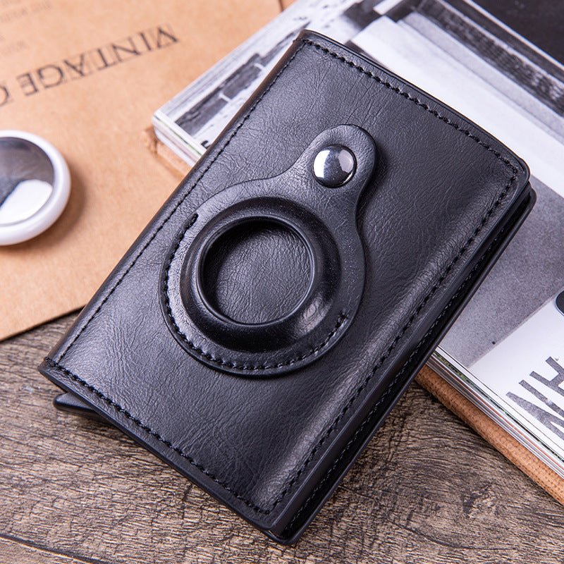 Airtag Leather Card Holder Wallet - Multi-Function Business Tracker