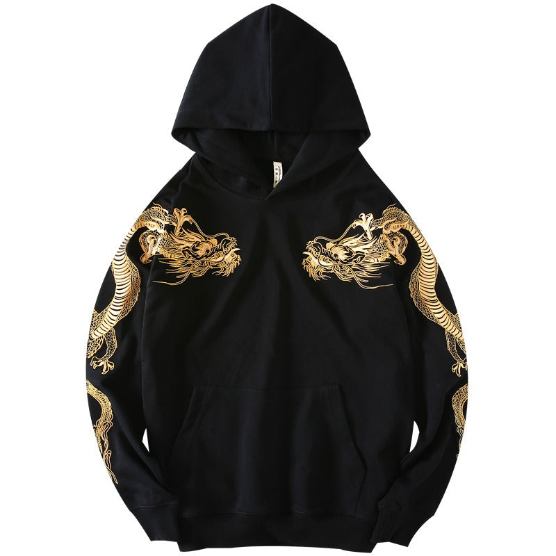 dragon embroidered hooded sweatshirt