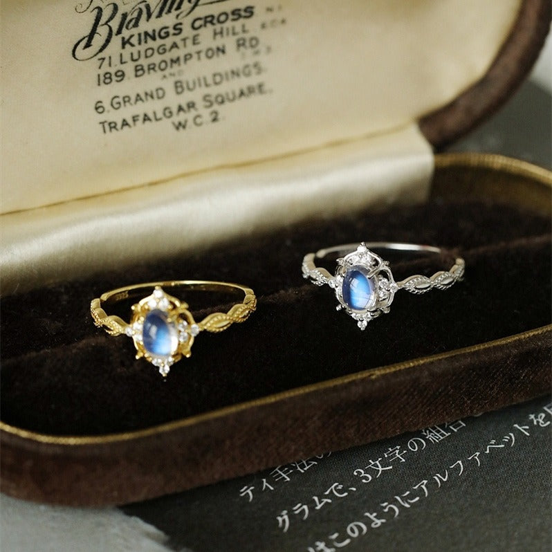 Blue Moonstone Ring: Japanese Korean Style