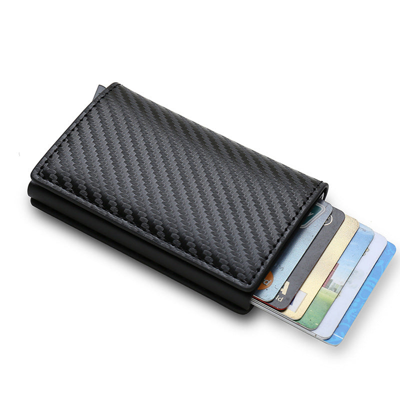 RFID Anti-Theft Carbon Fiber Pop-Up Card Holder Wallet