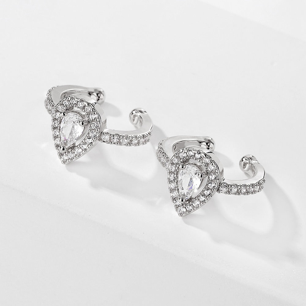 Minimalist Water Drop Zircon Ear Cuff Earrings