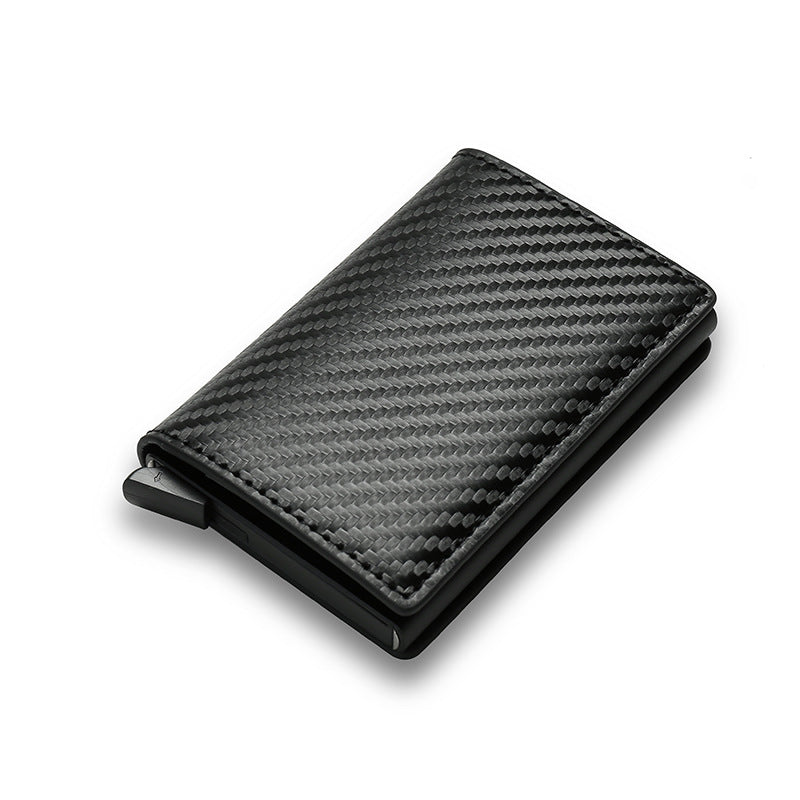 RFID Anti-Theft Carbon Fiber Pop-Up Card Holder Wallet