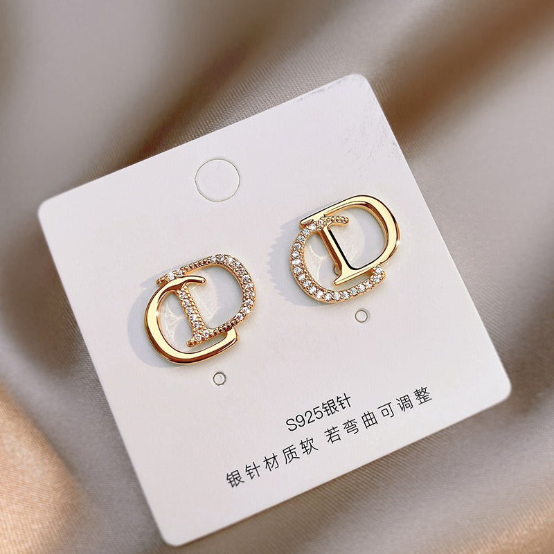 Versatile Silver CD Letter Earrings for Women