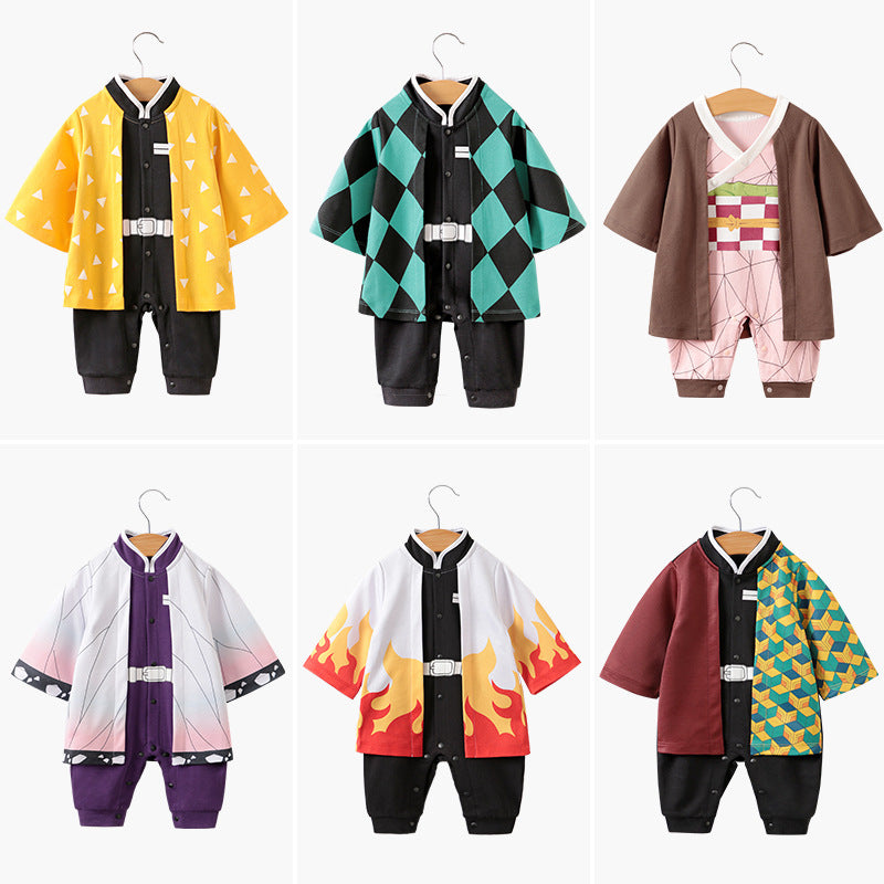 Anime baby jumpsuit, long-sleeve crawling suit for newborns.