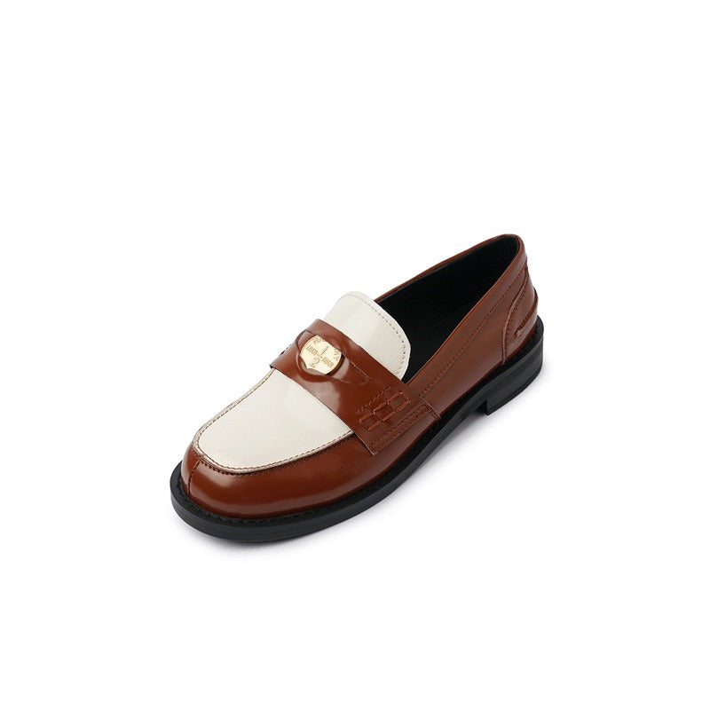 British Retro Slip-On Loafers: Gold Coin, Low Heel