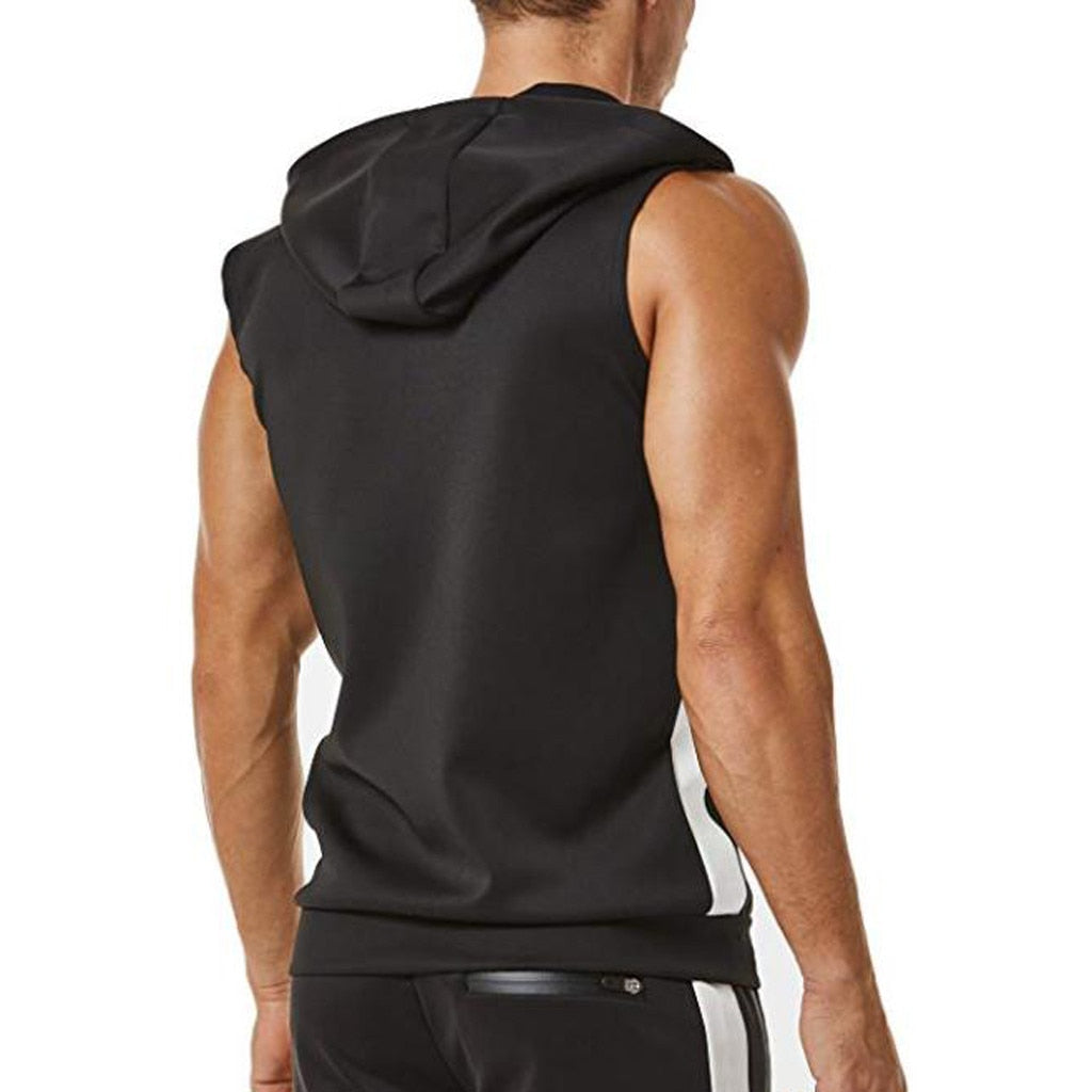 Zipper Splicing Sports Hooded Vest for men