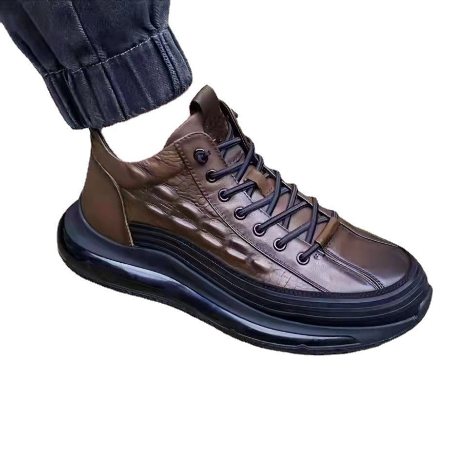 High-Top Pu Embossed Casual Sports Shoe