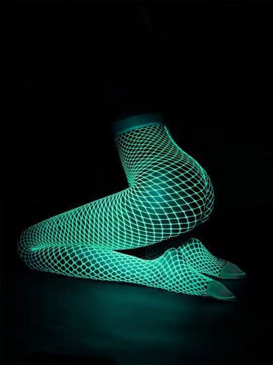 Glow-in-the-dark fishnet pantyhose